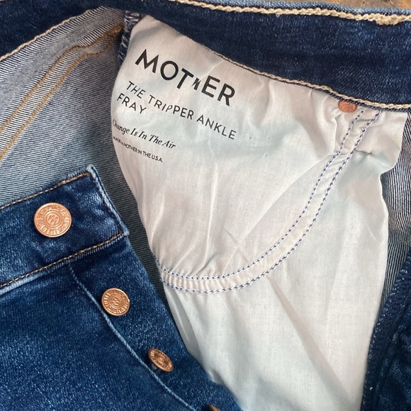 MOTHER THE TRIPPER ANKLE FRAY IN CHANGE IS IN THE AIR HI RISE BUTTON FLY BOOTCUT - Picture 15 of 15